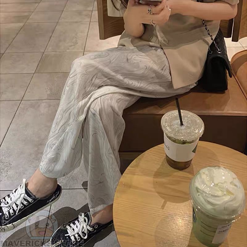 Quần ống rộng Lưng Cao Nhuộm Màu Độc Đáo Thời Trang Mùa Hè Cá Tính Cho Nữ