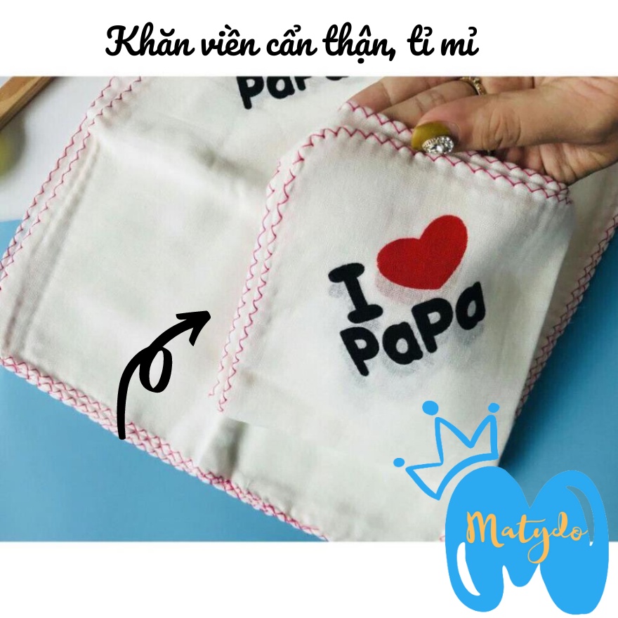 Khăn xô sữa cho bé set 2 chiếc cao cấp mềm mại thấm sữa rửa mặt lau mũi hình in mama papa