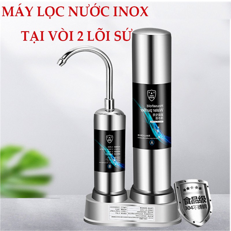 Máy Lọc Nước Lõi Sứ Water Purifier Bộ Máy Lọc Nước Dạng Đứng Tại Vòi Lọc Than Hoạt Tính  Không Dùng Điện Không Nước Thải