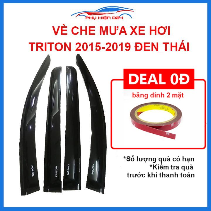 Vè mưa Triton 2015-2016-2017-2018-2019-2021 vè đen che mưa bảo vệ trang trí xe