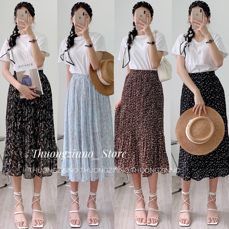 [Ảnh thật/Video]Chân váy hoa vintage bảng màu tươi mát 2022 Chân váy hoa Quảng Châu dáng dài