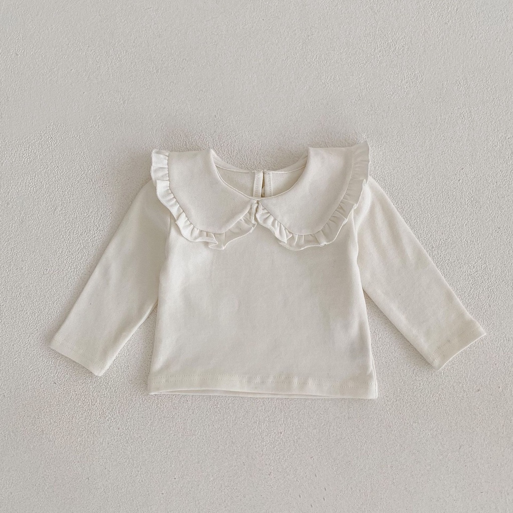 Áo Thun Tay Dài Cổ Búp Bê Thời Trang Xuân Thu 2022 Cho Bé