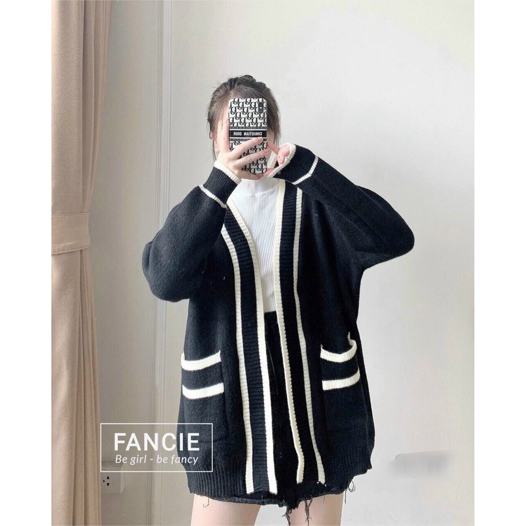 Áo Cadigan Len Dáng Dài Kẻ Viền Sang Chảnh | BigBuy360 - bigbuy360.vn