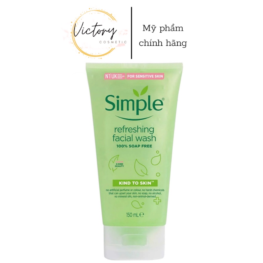Sữa Rửa Mặt Simple Gel Kind To Skin Refreshing Facial Wash Gel 150ml