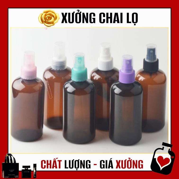 Chai Xịt Phun Sương ❤ TOP GIÁ RẺ ❤ Chai nhựa pet xịt phun sương 250ml nâu lùn chiết mỹ phẩm [Nguồn Chai Lọ Sỉ] .