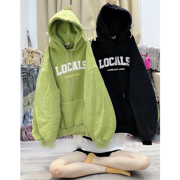 Áo khoác hodie form rộng chữ LOCALS🎁𝐅𝐫𝐞𝐞𝐬𝐡𝐢𝐩🎁 vải dày ảnh thật form to 75kg phù hợp cho nam nữ