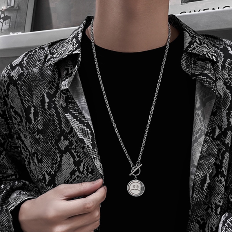 Vòng cổ Thép Titan Mặt Hình Mặt Cười Phong Cách Hip Hop