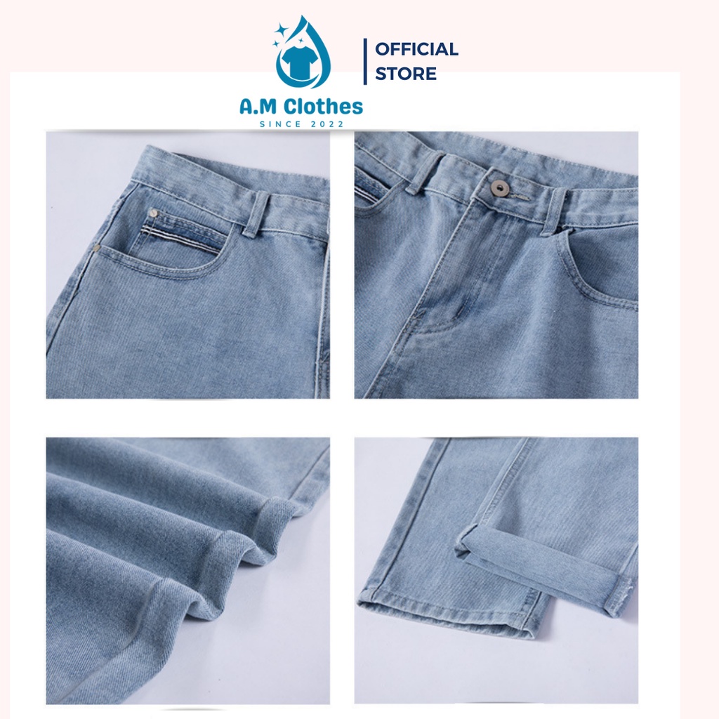 Quần jean bò baggy Basic ống suông rộng nam A.M Clothes -  phong cách Hàn Quốc Ullzang thời trang đường phố 2022