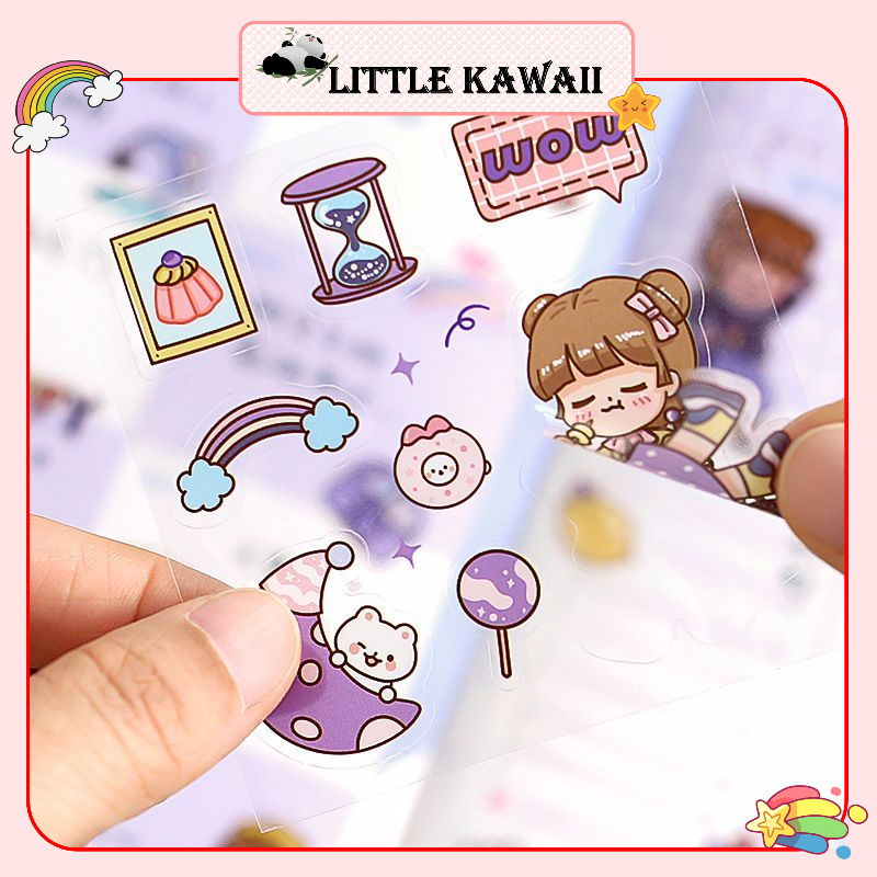 Hộp 100 tấm sticker hình dán trang trí dễ thương cute