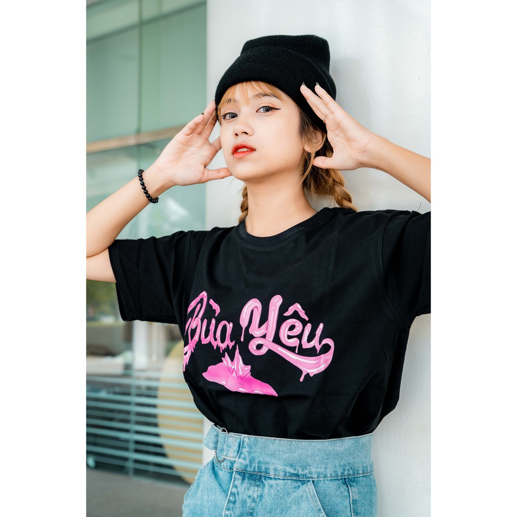 Áo ulzzang thun tay lỡ thời trang nam nữ  FIDÉ 100% cotton dáng unisex form rộng in hình BÙA YÊU