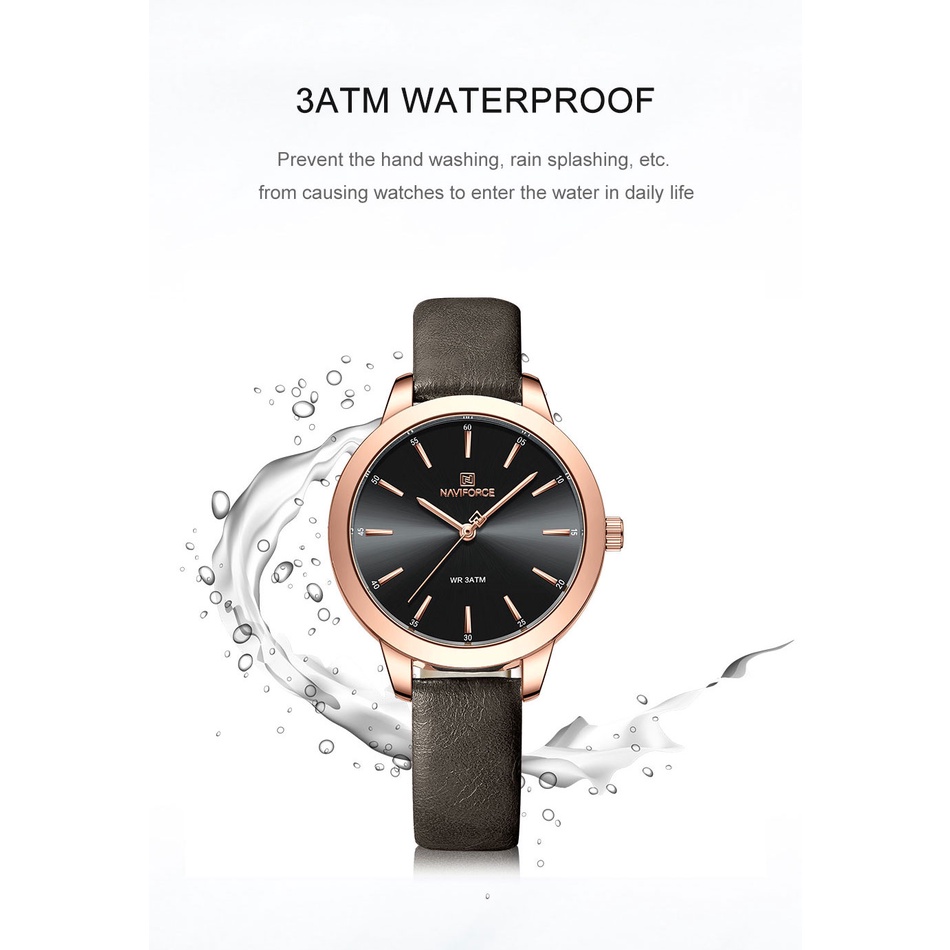 Naviforce Đồng Hồ Analog Máy Quartz Dây Da Sang Trọng