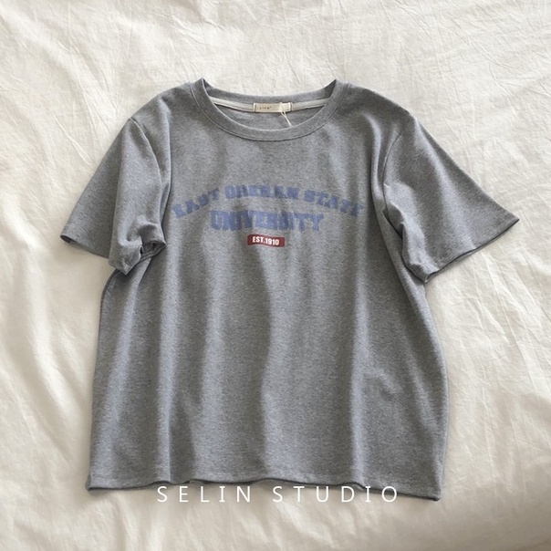 Áo thun nữ NZN ngắn tay cổ tròn in chữ phong cách Hàn Quốc