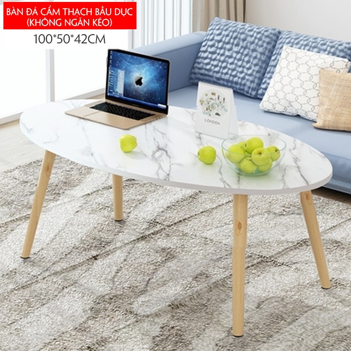 [Sẵn kho] Bàn trà sofa hình bầu dục, chất liệu gỗ (100*50*42cm)