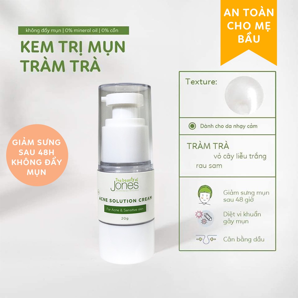 [Mã 2611TIEUDUNG100K giảm 8% đơn 500K] Kem mụn cho da nhạy cảm từ tràm trà The Beauty of Jones