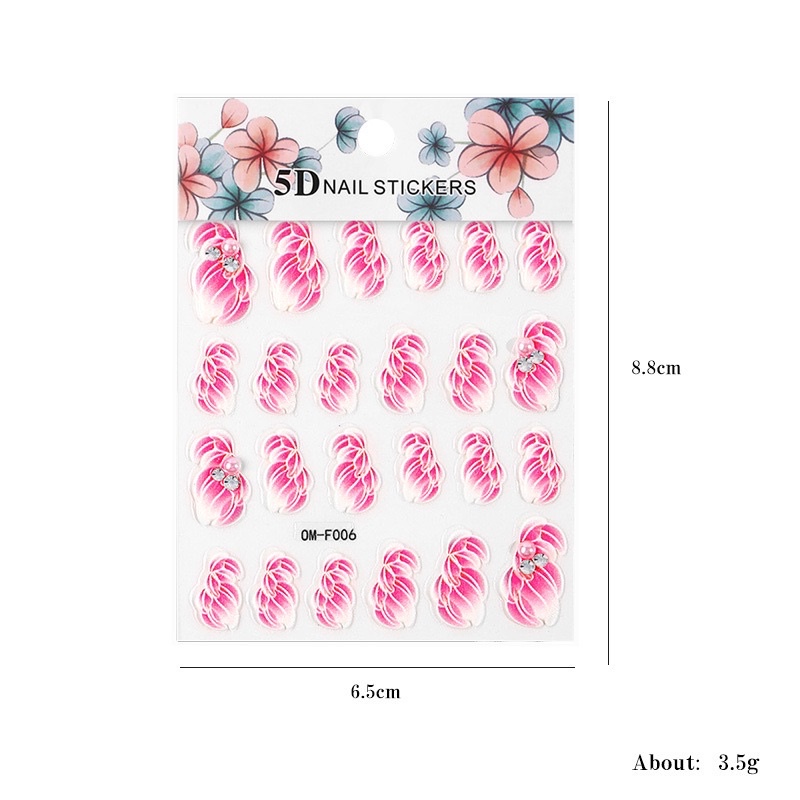 sticker hoa nổi 5d dán móng tay nail ko cần vẽ vời hay đắp hoa