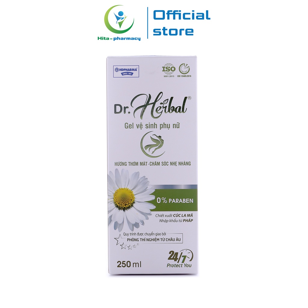 Gel vệ sinh phụ nữ Dr.Herbal HDPHARMA chiết xuất hoa cúc - Chai 250ml [Gel vệ sinh phụ nữ Dr.Herbal]