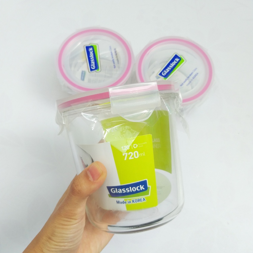 Bộ hộp cơm thủy tinh Glasslock Hàn Quốc (720ml + 350ml + 350ml kèm túi giữ nhiệt)