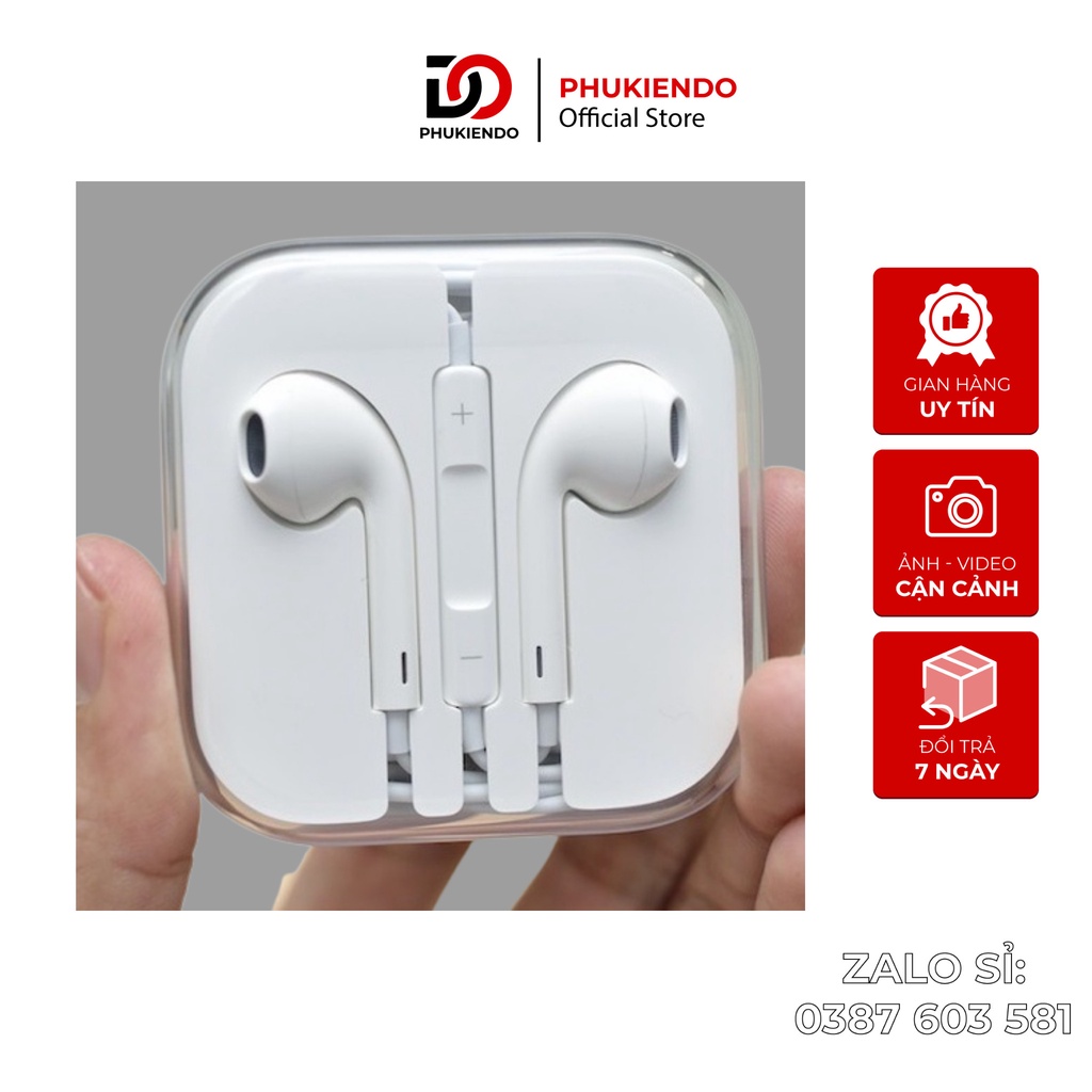 Tai Nghe ip 5/6/6s Plus ZIN HK Bảo Hành 12 Tháng 1 Đổi 1 Thích Hợp Ip6 Ip6s Ip6s plus Nghe Nhạc Êm Ái Có Míc Đàm Thoại