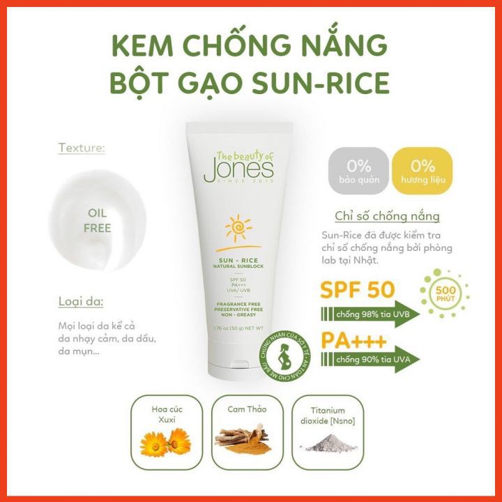 Kem Chống Nắng Sun Rice 🌞 Cho Da Mụn Nhạy Cảm 👉 The Beauty Of Jones