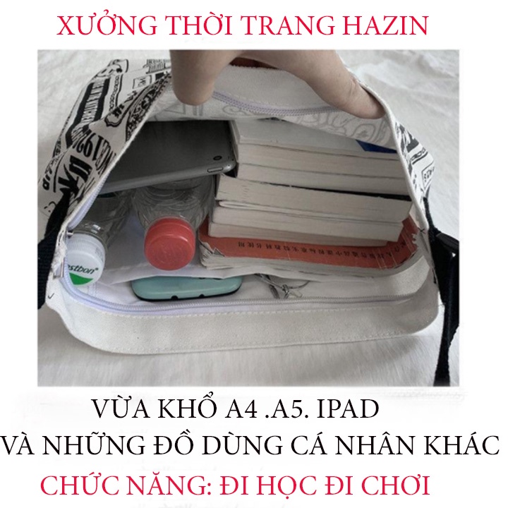 Túi Đeo Vai Chất Liệu Vải Canvas Cỡ Lớn Thiết Kế Đơn Giản Phong Cách Hàn Quốc Mới 2021