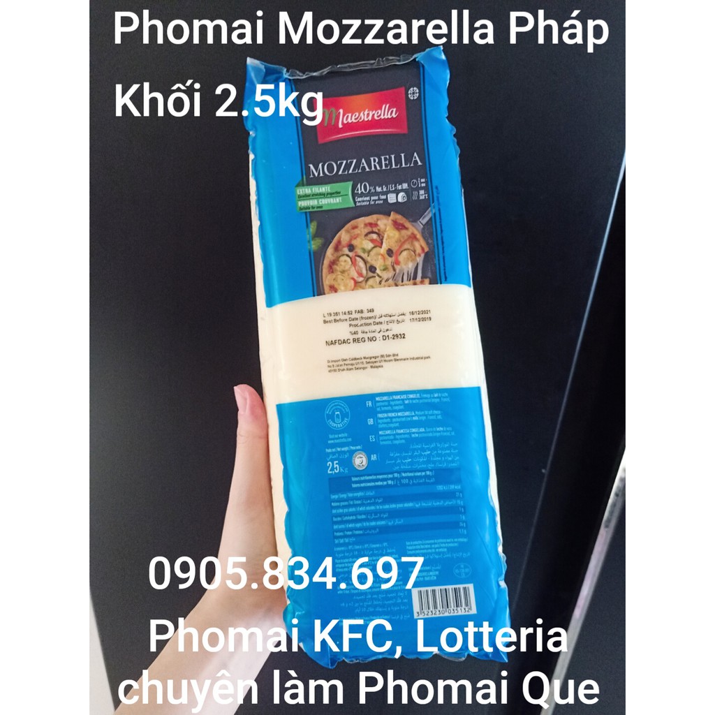 Phô Mai Mozzarella Pháp KHỐI 0.5kg - Làm Phomai Que, Pizza, Hot Dog, Phủ Tokbokki