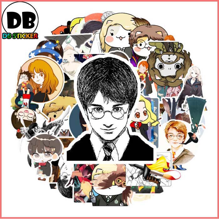 [Set 56 Cái] Bộ Sticker hình Harry Potter dễ thương dán trang trí laptop, nón bảo hiểm, vali, xe ga, ván trượt - DB.031