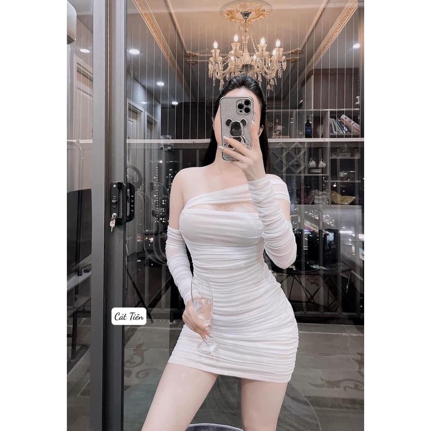 Đầm body nhún thun lưới