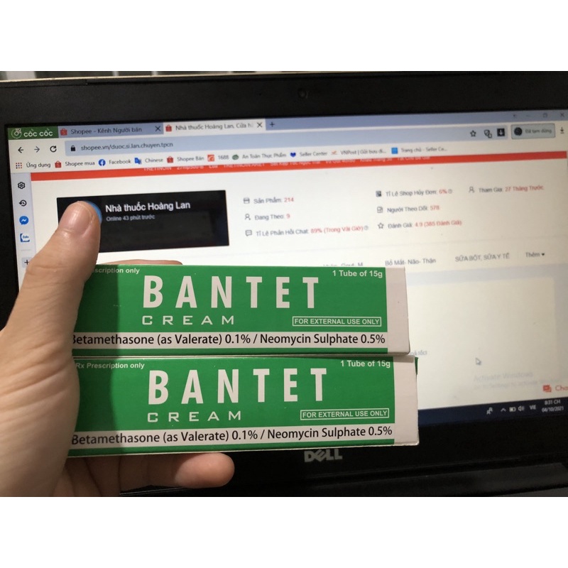 Kem bôi ngoài da Bantet Cream bôi hỗ trợ giảm ngứa, nấm, VDCĐ...
