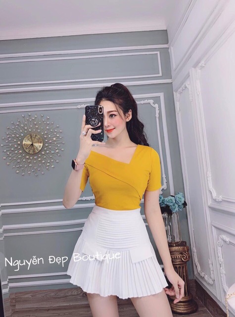 Áo thun kiểu tay ngắn phom ôm co giãn