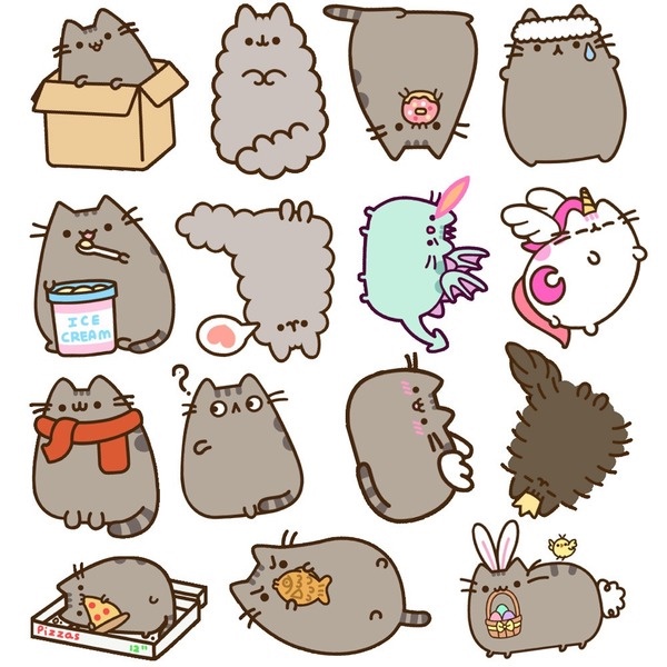 Bộ 50 Miếng Dán Hoạt Hình Pusheen Chống Thấm Nước