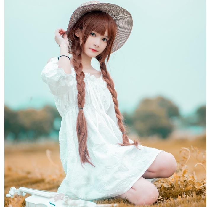 Wig/tóc giả nữ cơ bản 100cm cosplay màu trắng bạc đen xám nâu