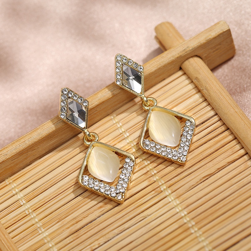 Bông Tai Mạ Bạc 925 Đính Kim Cương Phong Cách Hàn Quốc Mới