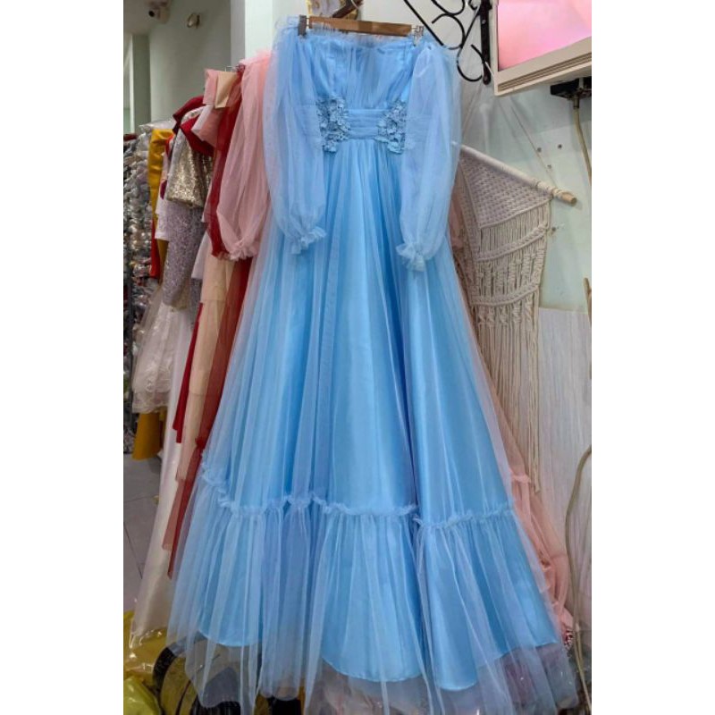 Đầm váy dạ hội công chúa dự tiệc SIÊU PHẨM lưới bẹt vai sang trọng