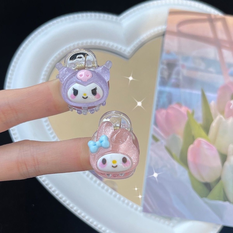 Kẹp Tóc Càng Cua Nhiều Size Nhỏ Mini Đính Charm Sanrio Kuromi Melody Cinnamoroll Resin