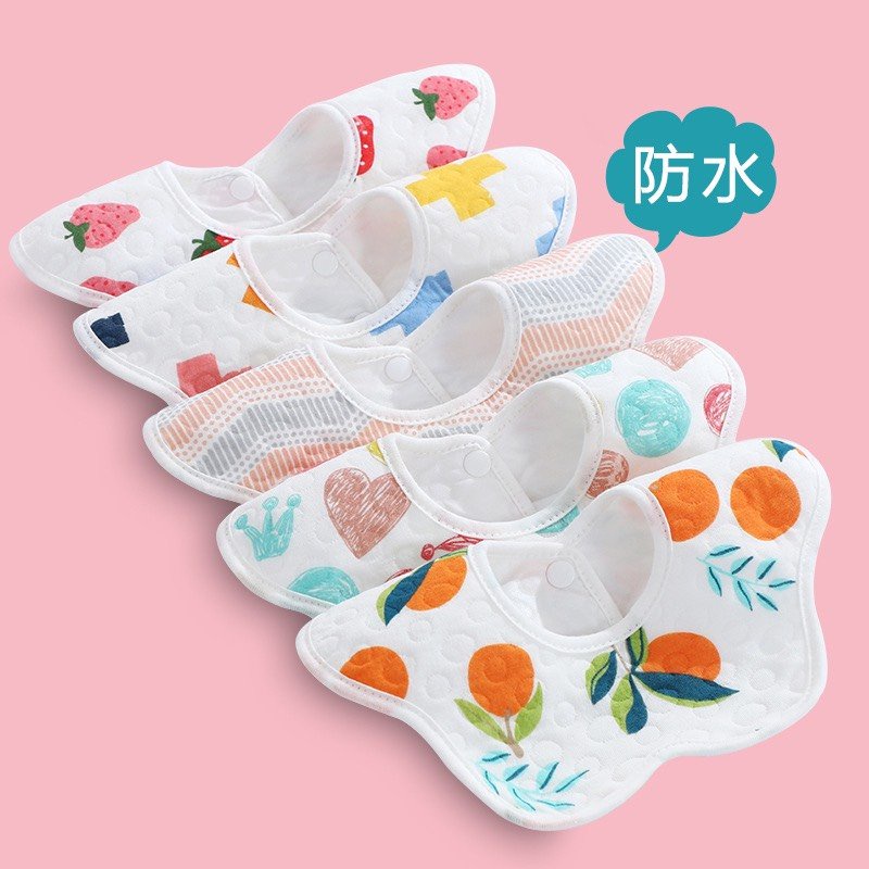 Yếm Tròn chống thấm cho bé ăn dặm xoay 360 độ siêu mềm mại,thấm hút