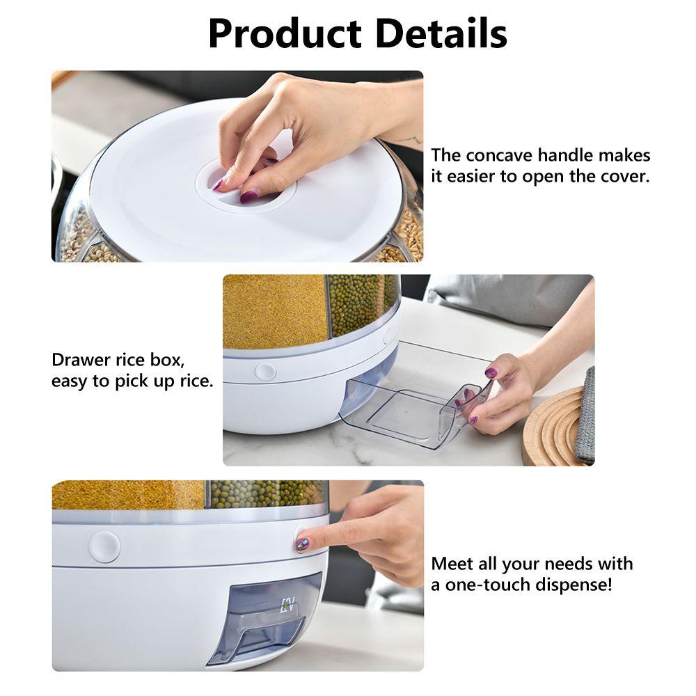 MELODG Hộp Đựng Gạo 6 Ngăn Sức Chứa Lớn Đa Năng