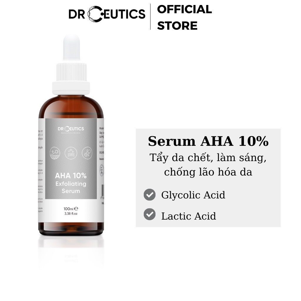 ✅[Chính Hãng] Serum AHA DrCeutics - Tẩy Tế Bào Chết, Làm Sáng Da, Chống Lão Hóa - AHA 10% Exfoliating, 100ml