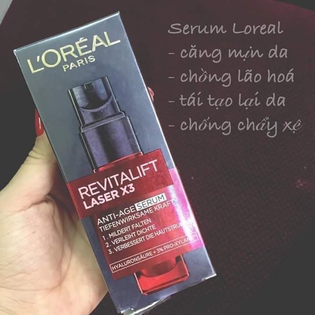 SERUM LOREAL REVITALIFT LASER X3 - VÔ ĐỊCH VỀ CHỐNG LÃO HOÁ - TRẺ HOÁ LÀN DA