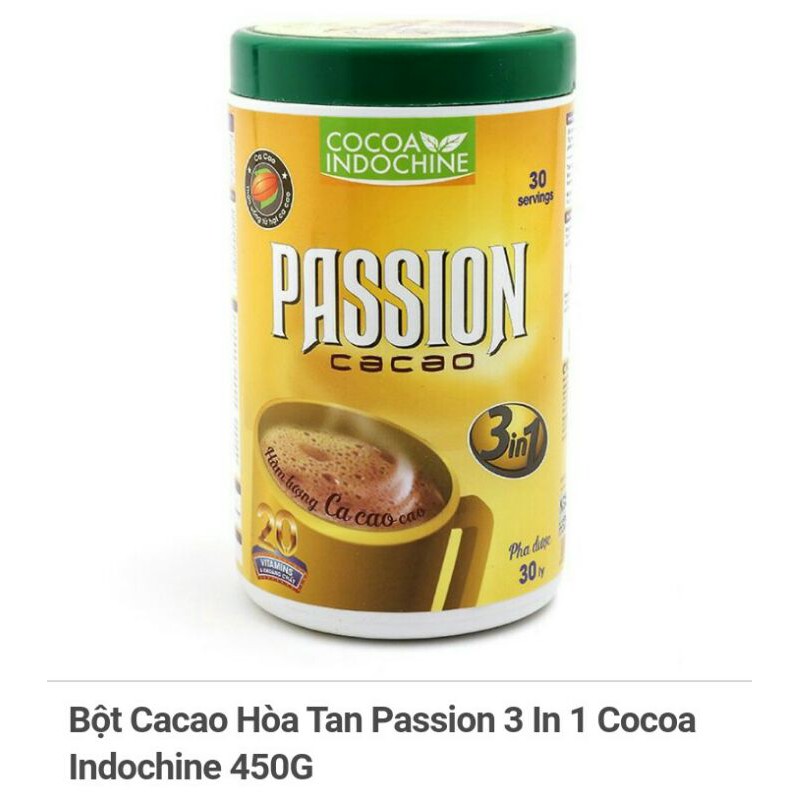 Bột Cacao Hòa Tan Passion 3 In 1 CocoaIndochine 450G