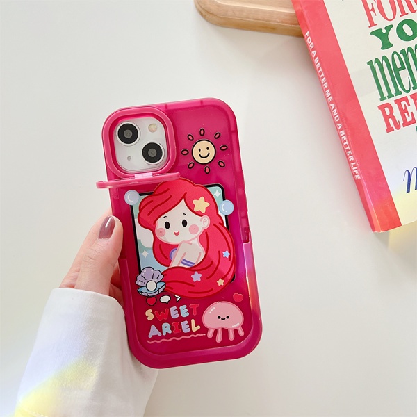 Ốp Điện Thoại Họa Tiết Hoạt Hình Nàng Tiên Cá Kèm Gương Cho iPhone 13 13Promax 12 12Pro 12ProMax 11 11Pro 11ProMax X