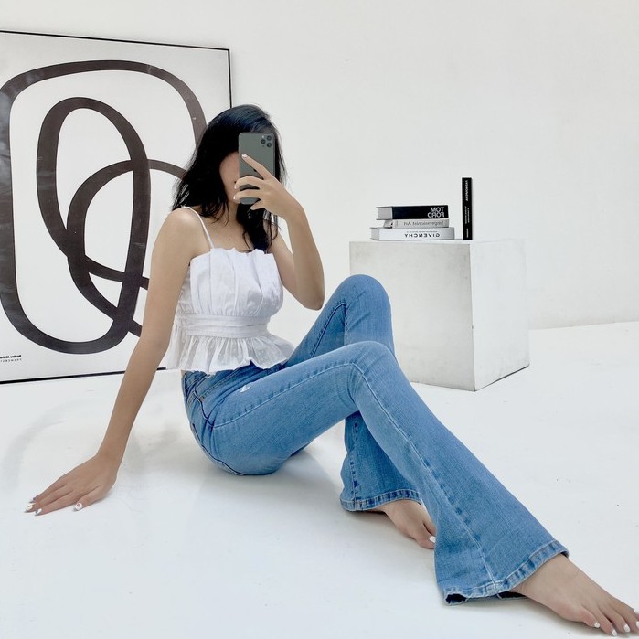 Quần pas jeans dài xước (Xanh trung) MIEU - GN17