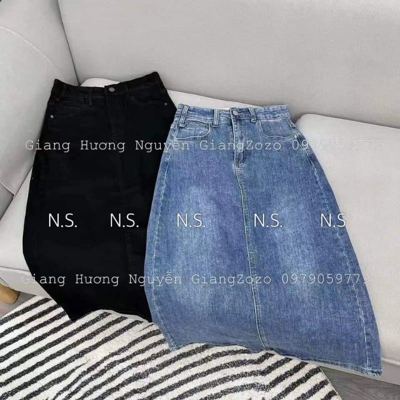 Chân váy jeans dài xẻ sau hàng QCL1