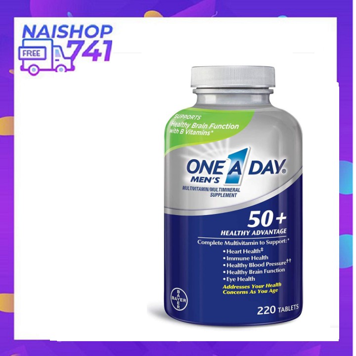 Viên Uống One A Day Men 50+ bổ sung Multivitamin và khoáng chất cho nam giới trên 50, Chai 300 viên