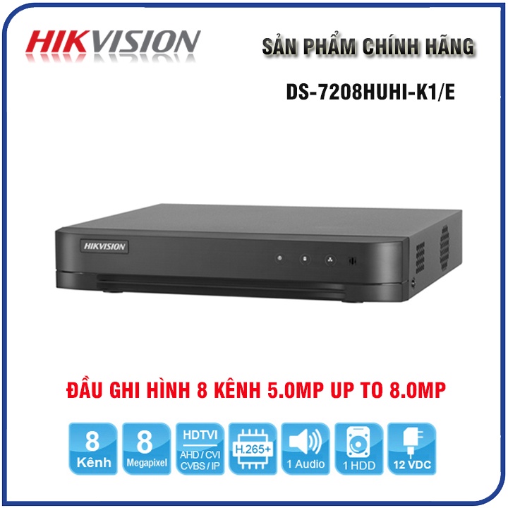 Đầu ghi hình HD TVI 5MP HIKVISION | HIVIZ PRO, HD-TVI 4/8 kênh - Không hỗ trợ cổng Alarm - Hàng chính hãng - BH 24 Tháng