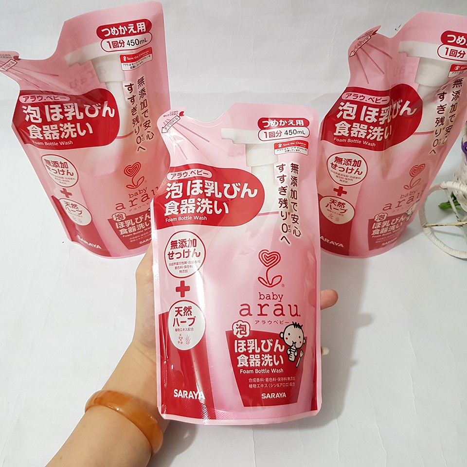 Nước Rửa Bình Sữa Arau Baby Nhật Dạng Túi 450ml/Chai 500ml (Made In Japan)