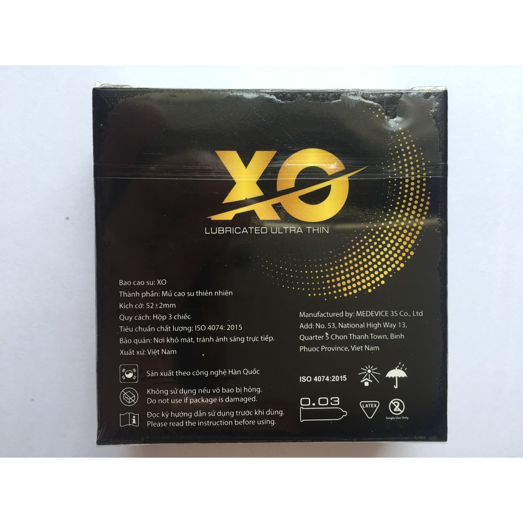Bao cao su XO 0.03 siêu mỏng ( hộp 3 cái )