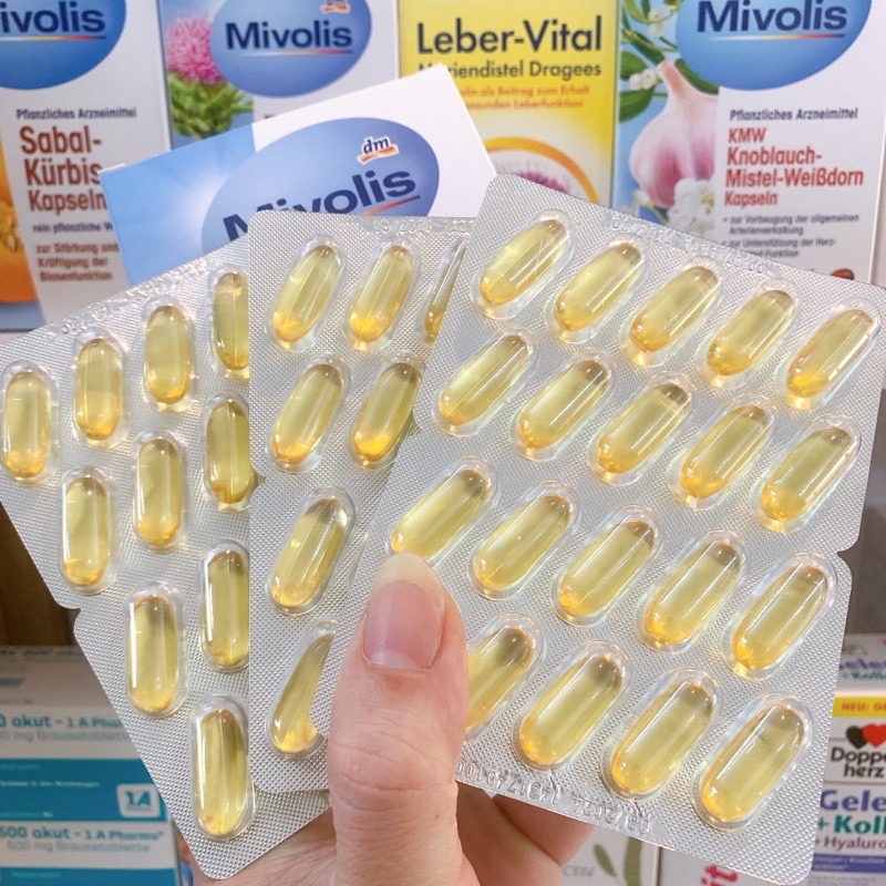 Dầu cá Mivolis Omega-3 1000mg - Hộp 60v - Hàng nội địa Đức