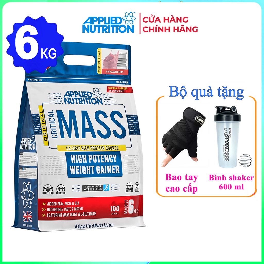 Sữa tăng cân tăng cơ nạc Critical Mass Original của Applied Nutrition bịch 6kg hỗ trợ tăng cân nhanh - Hàng chính hãng
