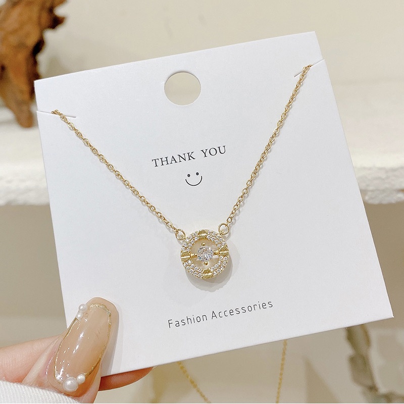 Dây chuyền thép titan mặt tròn đính đá Zircon