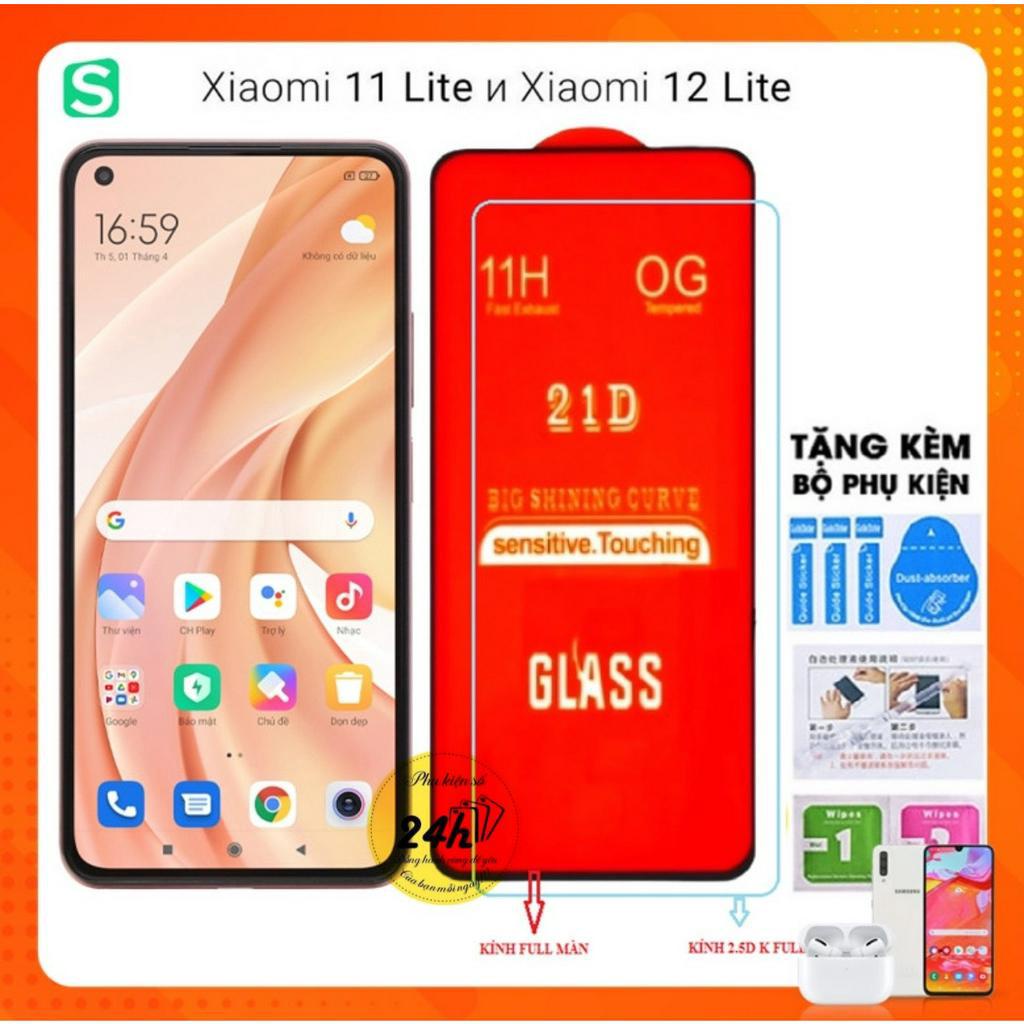 Kính cường lực Xiaomi 11 Lite -11 Lite 5G Ne - Xiaomi 12 Lite Kính Full màn hình , Kính 2.5d trong suốt không full màn